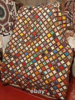 Vintage Hand Made Cathedral Window Hand Made Quilt