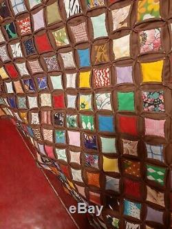 Vintage Hand Made Cathedral Window Hand Made Quilt