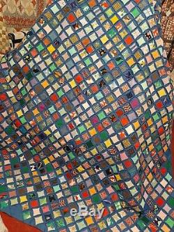 Vintage Hand Made Cathedral Window Quilt, Polyester and Cotton. 87 X 102