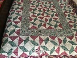 Vintage Hand Made Country Quilt Very Nice! Warm! 80 x 69
