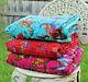 Vintage Hand Made Indian Kantha Bed Spread Throw Quilt King Size Free Postage