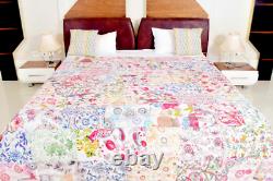 Vintage Hand Made Patchwork Kantha Quilt Bed Spread Throw King Size Home Decor