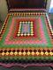 Vintage Hand Made Quilt Dynamic Diamonds Pattern Full / Queen 77 X 89