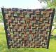 Vintage Hand Made Quilt Early 1900's Quilt 68 X 60 Silk Ties