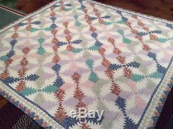 Vintage Hand Made Quilt Hand Quilted 82 x 77 Full Size