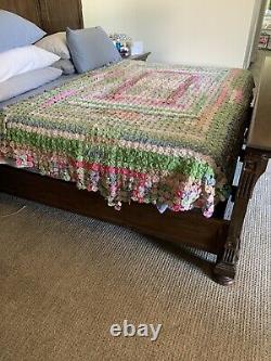 Vintage Hand Made Sewn YOYO Quilt Bed Topper Blanket Size King Handcrafted