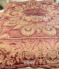 Vintage Hand Made Silk Satin Damask Down Filled Quilt Comforter WW238