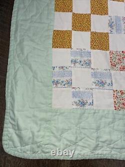 Vintage Hand Made Stitched Quilt Squares Size 87 x 79 Lightweight