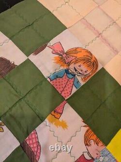 Vintage Hand Patchwork Quilt Scrap Material Feed Sack, 50s, 60s Material