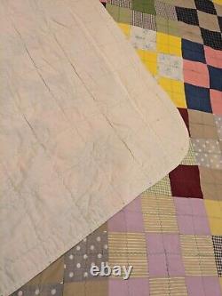 Vintage Hand Patchwork Quilt Scrap Material Feed Sack, 50s, 60s Material