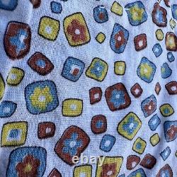 Vintage Hand Pieced Snowball Quilt Hand Sewn Multicolor Floral 82 X 72 Flaws