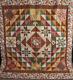 Vintage Hand Quilted Fall Quilt, 84 X 92, Sampler Patchwork, No Stains, No Holes