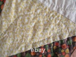 Vintage Hand Quilted Fall Quilt, 84 X 92, Sampler Patchwork, No Stains, No Holes