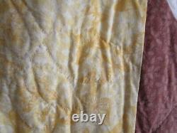 Vintage Hand Quilted Fall Quilt, 84 X 92, Sampler Patchwork, No Stains, No Holes