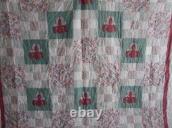 Vintage Hand Quilted HANDMADE QUILT, LARGE, 92 X 112, UNUSED, APPLIQUE, UNUSED