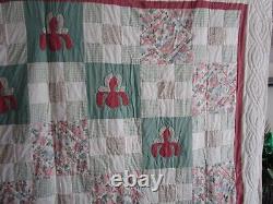 Vintage Hand Quilted HANDMADE QUILT, LARGE, 92 X 112, UNUSED, APPLIQUE, UNUSED