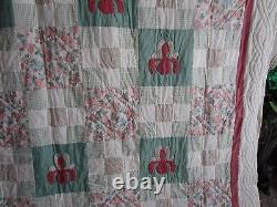 Vintage Hand Quilted HANDMADE QUILT, LARGE, 92 X 112, UNUSED, APPLIQUE, UNUSED