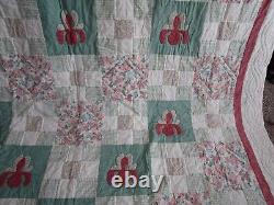 Vintage Hand Quilted HANDMADE QUILT, LARGE, 92 X 112, UNUSED, APPLIQUE, UNUSED