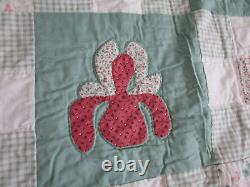 Vintage Hand Quilted HANDMADE QUILT, LARGE, 92 X 112, UNUSED, APPLIQUE, UNUSED