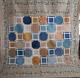 Vintage Hand Quilted Quilt, Patchwork, Large 94 X 94, Blue, Floral, Excellent