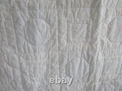 Vintage Hand Quilted Quilt, Patchwork, Large 94 X 94, Blue, Floral, Excellent