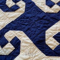 Vintage Hand Quilted all Hand Pieced Pinwheel Quilt 100% Cotton 82x 74 EUC