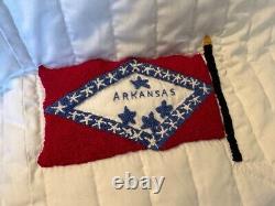Vintage Hand Sewn Embroidered Arkansas Quilt Sesquicentennial 1836 1986 Prairie