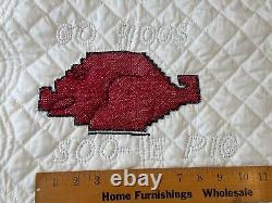 Vintage Hand Sewn Embroidered Arkansas Quilt Sesquicentennial 1836 1986 Prairie