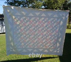 Vintage Hand Sewn Hand Stitched Handmade Quilt 76 X 90 King Earth Tones