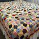 Vintage Hand Sewn Penny Yoyo Quilt Queen Bed Topper 88x88