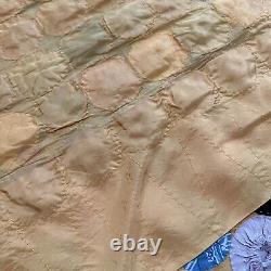 Vintage Hand Sewn Penny YoYo Quilt Queen Bed Topper 88x88