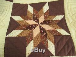 Vintage Hand Stitched Hand Made Queen Size Morning Star Quilt Signed 1990