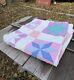 Vintage Hand Stitched Pinwheel 8 Point Star Quilt Handmade 84 X 72 Pastel 50s