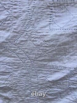 Vintage Hand Stitched Pinwheel 8 Point Star Quilt Handmade 84 x 72 Pastel 50s