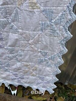 Vintage Hand Stitched Pinwheel Quilt Handmade 92x84 Pastel 50s Large Handmade