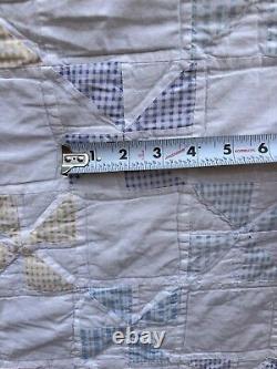 Vintage Hand Stitched Pinwheel Quilt Handmade 92x84 Pastel 50s Large Handmade