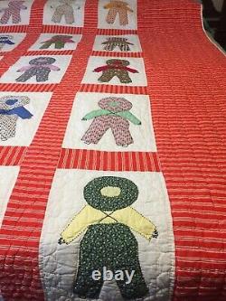 Vintage Hand Stitched / Quilted 72 X 92 Boy's Backside Pattern