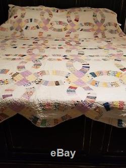 Vintage Hand-made Wedding Ring 80x 92 1 lot of 2 quilts for 1 price