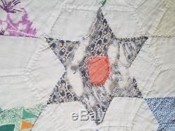 Vintage Handmade 6 Point Star Block Quilt By 80