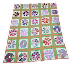 Vintage Handmade 86x71 Quilt Doilies Patchwork Colorful Please Read