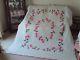 Vintage Handmade Applique Dogwood Blossom Quilt Approx. 74 X 88 Hand Quilted