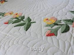 Vintage Handmade Appliqued Rose Mennonite Quilted Quilt