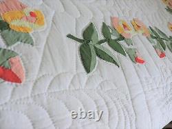 Vintage Handmade Appliqued Rose Mennonite Quilted Quilt