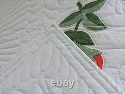 Vintage Handmade Appliqued Rose Mennonite Quilted Quilt