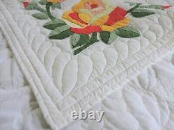 Vintage Handmade Appliqued Rose Mennonite Quilted Quilt