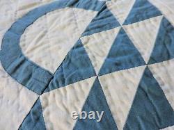 Vintage Handmade Blue/White Flower Basket Hand Quilted Quilt