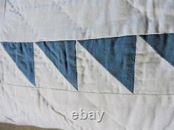 Vintage Handmade Blue/White Flower Basket Hand Quilted Quilt