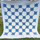 Vintage Handmade Blue White Squares Patchwork Quilt 88 X 92 Machine Stitched