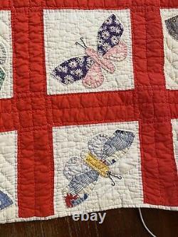 Vintage Handmade Butterfly Quilt