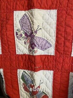 Vintage Handmade Butterfly Quilt